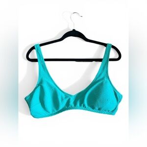 Aerie XXL Green Scoop Neck Bikini Top Ribbed Textured Swim Crop Athletic NWOT